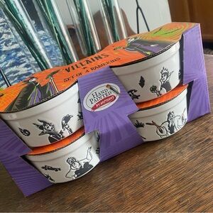 Disney Villains  🖤 Set Of 4 Ceramic Ramekins •  Cruella • Evil Queen • Ursula
